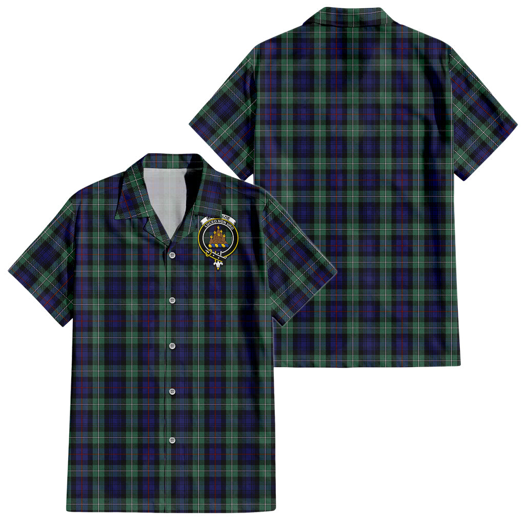 mackenzie-hunting-green-tartan-short-sleeve-button-down-shirt-with-family-crest