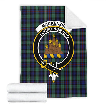 MacKenzie Hunting Green Tartan Blanket with Family Crest