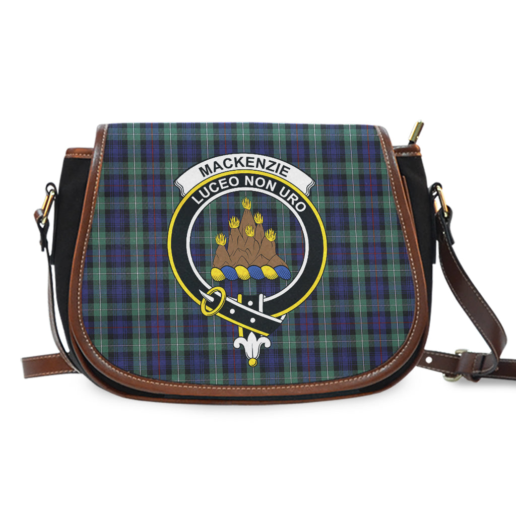 MacKenzie Hunting Green Tartan Saddle Bag with Family Crest - Tartan Vibes Clothing