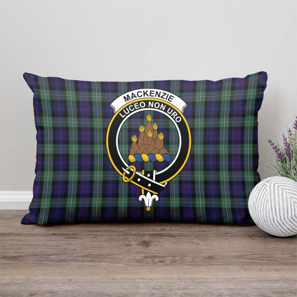 MacKenzie Hunting Green Tartan Pillow Cover with Family Crest Rectangle Pillow Cover - Tartanvibesclothing