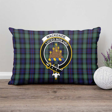 MacKenzie Hunting Green Tartan Pillow Cover with Family Crest