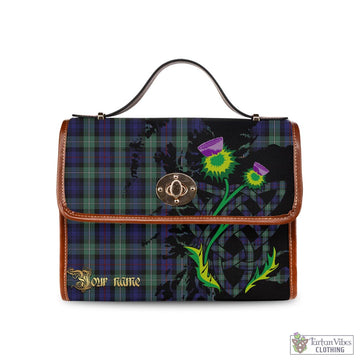 MacKenzie Hunting Green Tartan Waterproof Canvas Bag with Scotland Map and Thistle Celtic Accents