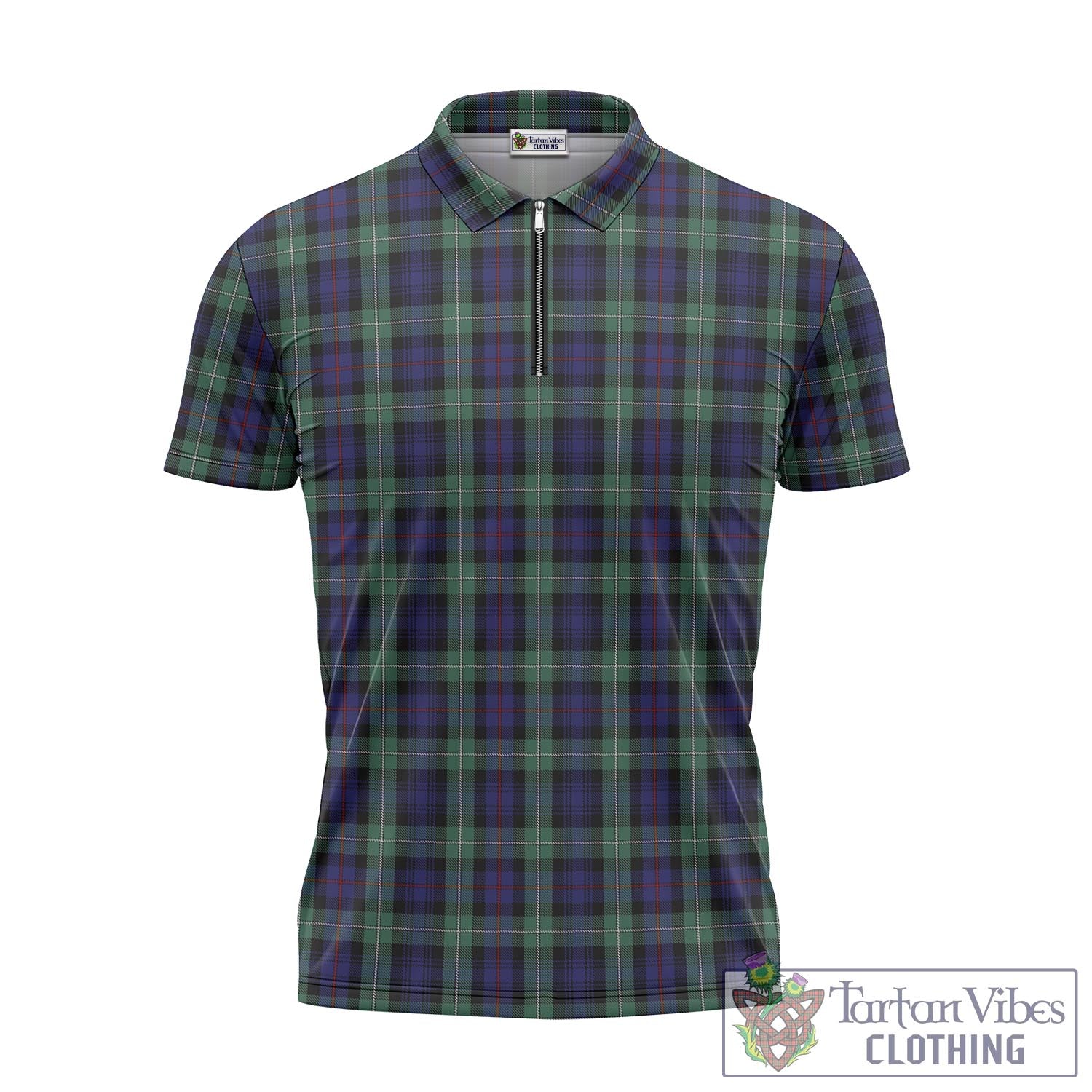 Tartan Vibes Clothing MacKenzie Hunting Green Tartan Zipper Polo Shirt