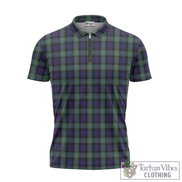 MacKenzie Hunting Green Tartan Zipper Polo Shirt