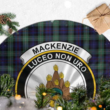 MacKenzie Hunting Green Tartan Christmas Tree Skirt with Family Crest