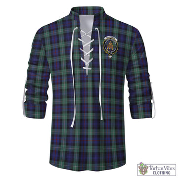 MacKenzie Hunting Green Tartan Men's Scottish Traditional Jacobite Ghillie Kilt Shirt with Family Crest