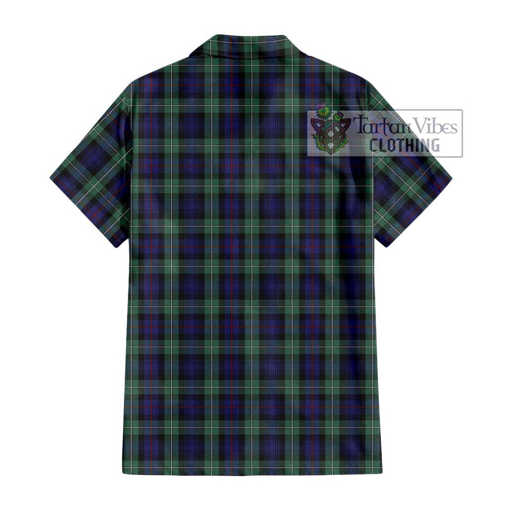 Mackenzie Hunting Green Tartan Short Sleeve Button Shirt with Family Crest DNA In Me Style - Tartanvibesclothing Shop