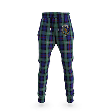 MacKenzie Hunting Green Tartan Joggers Pants with Family Crest