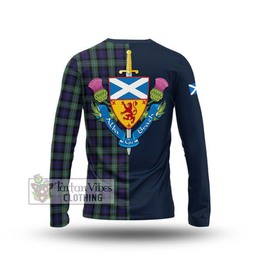 Mackenzie Hunting Green Tartan Long Sleeve T-Shirt Alba with Scottish Lion Royal Arm Half Style