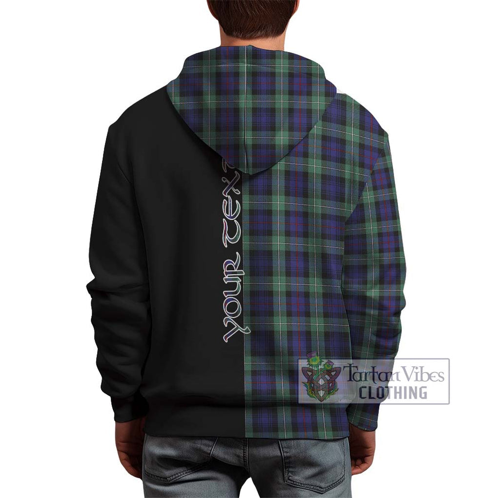 Mackenzie Hunting Green Tartan Hoodie with Family Crest and Half Of Me Style - Tartanvibesclothing Shop