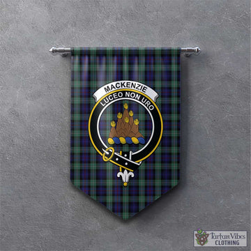 MacKenzie Hunting Green Tartan Gonfalon, Tartan Banner with Family Crest