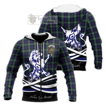 Mackenzie Hunting Green Tartan Knitted Hoodie with Alba Gu Brath Regal Lion Emblem