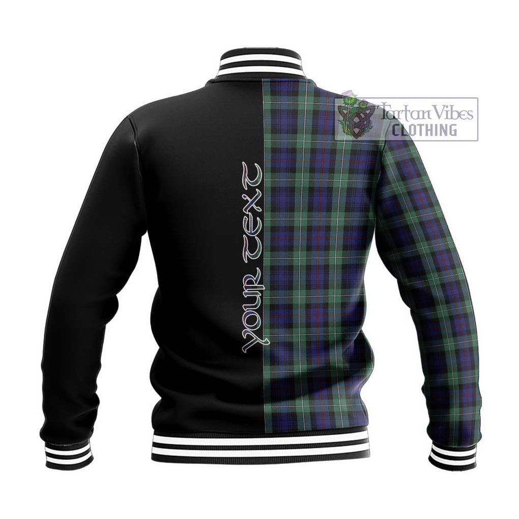 Mackenzie Hunting Green Tartan Baseball Jacket with Family Crest and Half Of Me Style - Tartanvibesclothing Shop