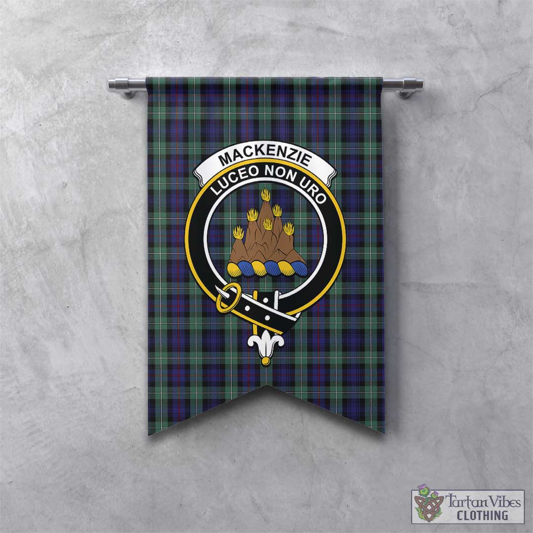 Tartan Vibes Clothing MacKenzie Hunting Green Tartan Gonfalon, Tartan Banner with Family Crest