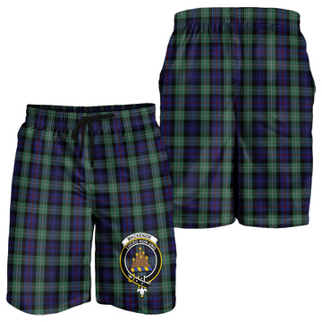 MacKenzie Hunting Green Tartan Mens Shorts with Family Crest