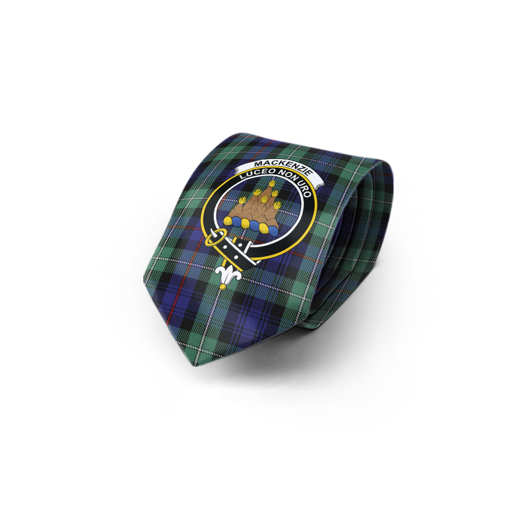 MacKenzie Hunting Green Tartan Classic Necktie with Family Crest - Tartan Vibes Clothing