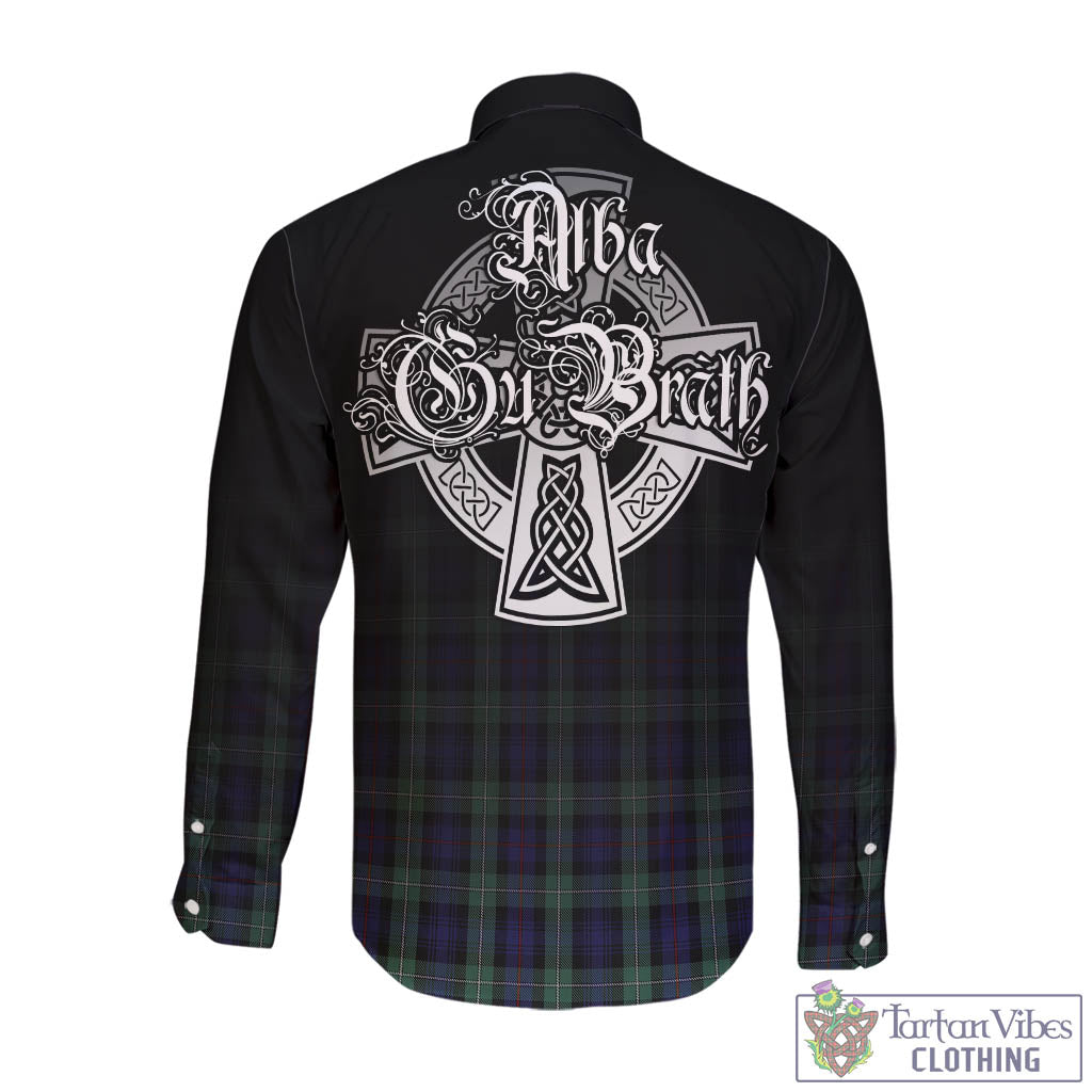 Tartan Vibes Clothing MacKenzie Hunting Green Tartan Long Sleeve Button Up Featuring Alba Gu Brath Family Crest Celtic Inspired