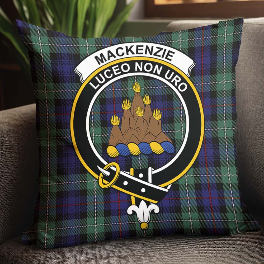 MacKenzie Hunting Green Tartan Pillow Cover with Family Crest - Tartanvibesclothing