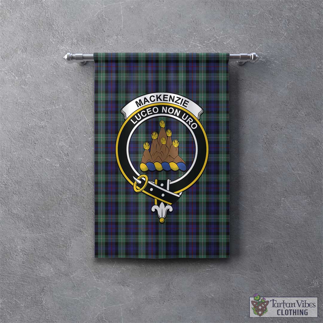 Tartan Vibes Clothing MacKenzie Hunting Green Tartan Gonfalon, Tartan Banner with Family Crest