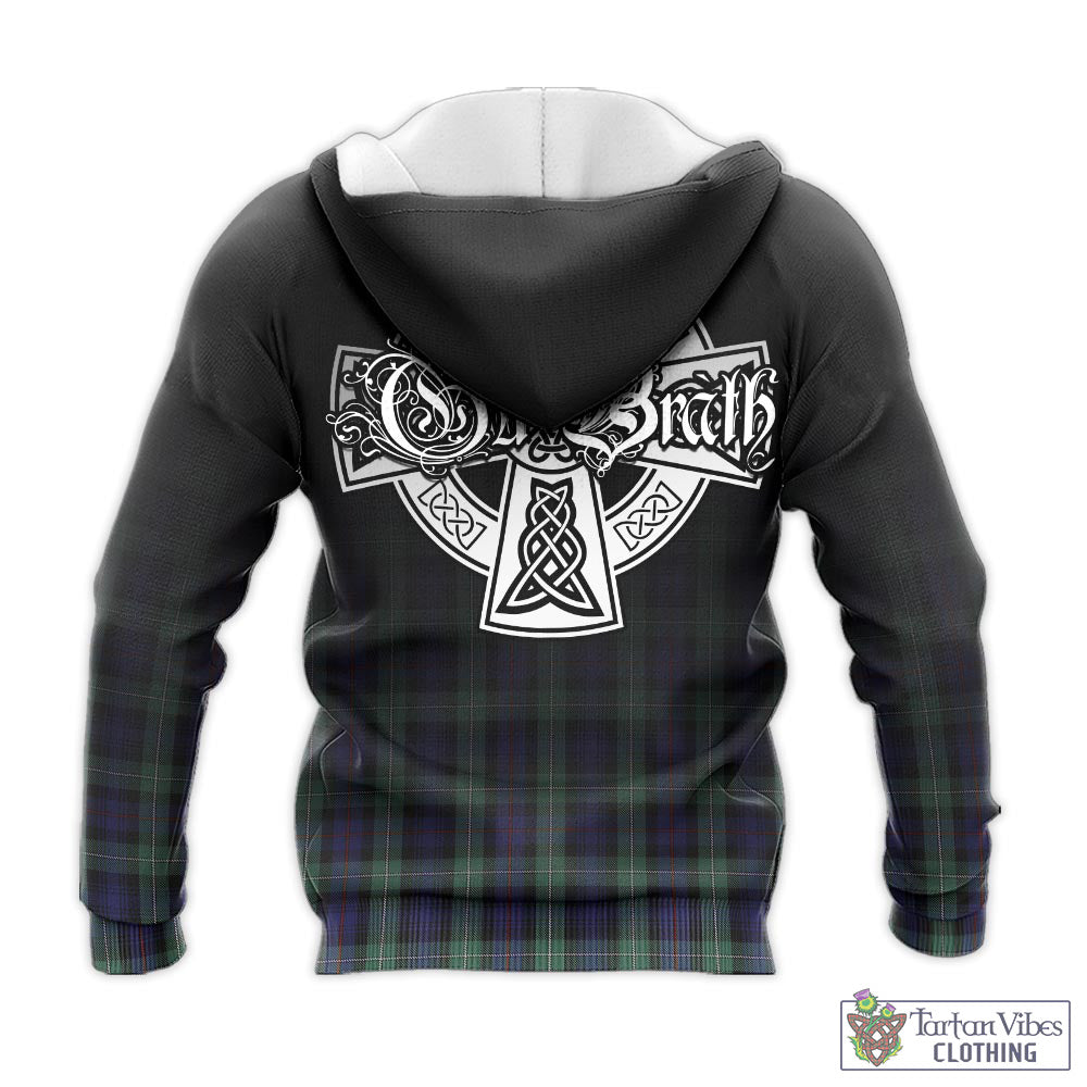 Tartan Vibes Clothing MacKenzie Hunting Green Tartan Knitted Hoodie Featuring Alba Gu Brath Family Crest Celtic Inspired