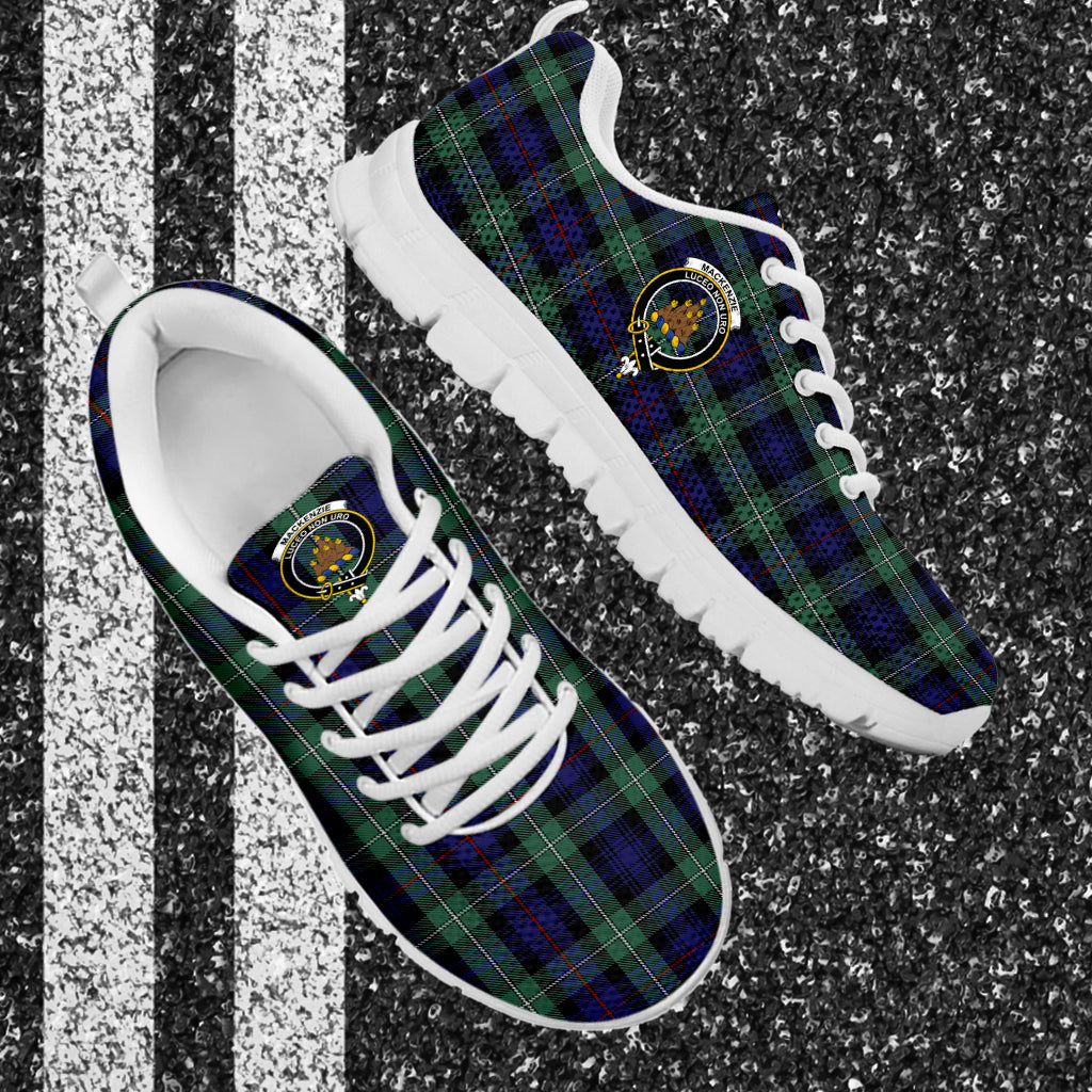 MacKenzie Hunting Green Tartan Sneakers with Family Crest - Tartan Vibes Clothing