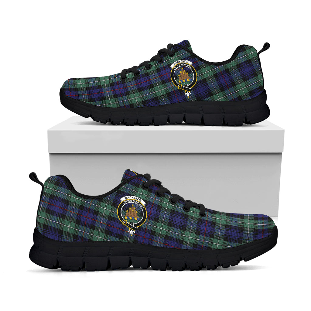 MacKenzie Hunting Green Tartan Sneakers with Family Crest - Tartan Vibes Clothing