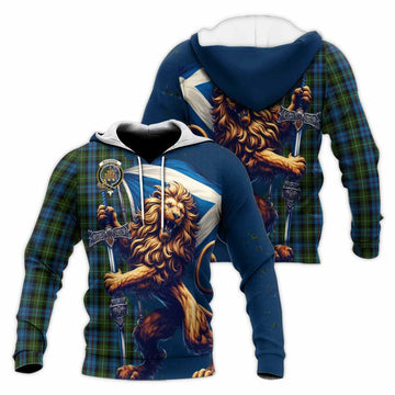 Mackenzie (Mckenzie) Tartan Family Crest Knitted Hoodie with Scottish Majestic Lion