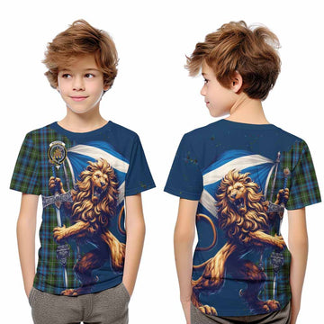 Mackenzie (Mckenzie) Tartan Family Crest Kid T-Shirt with Scottish Majestic Lion