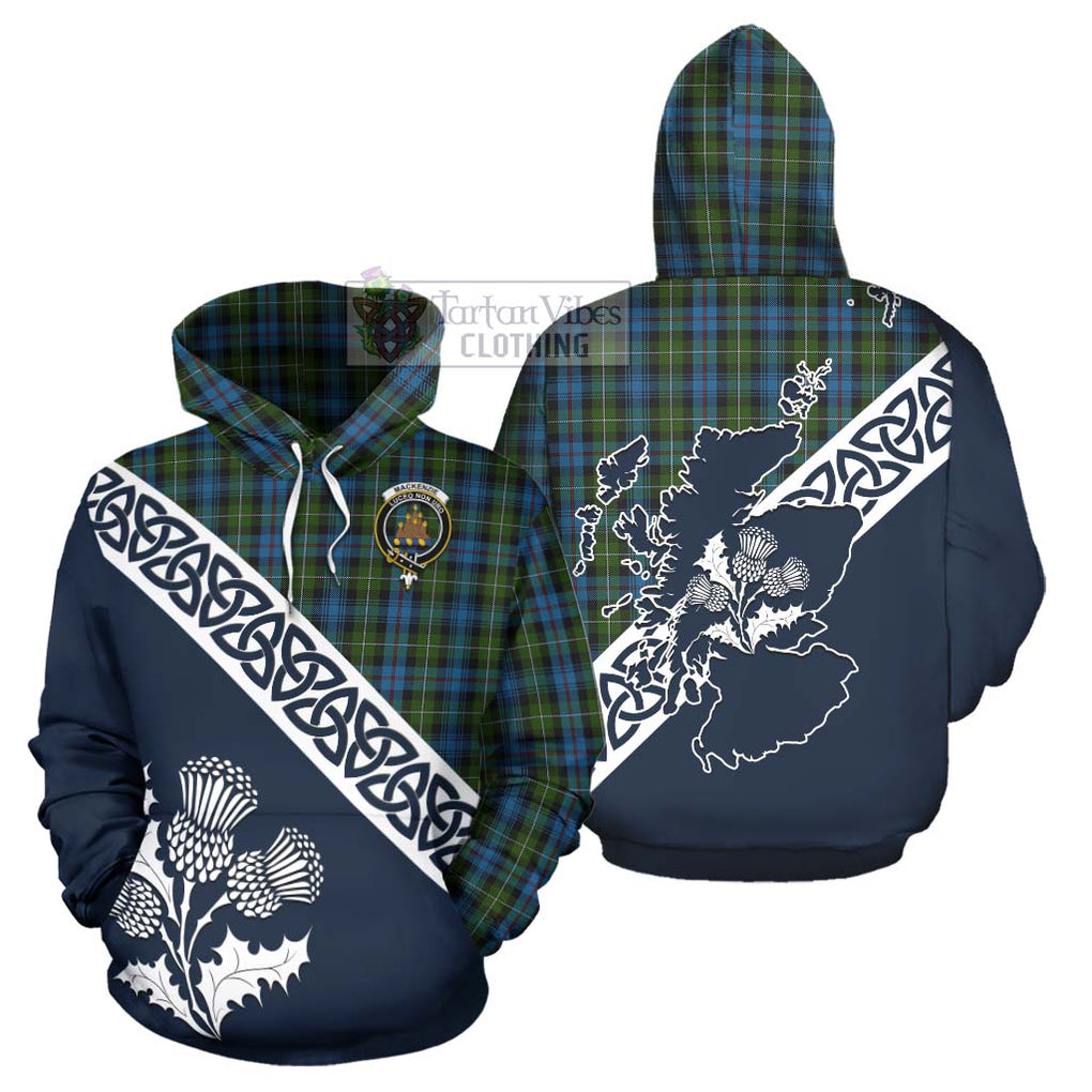 Tartan Vibes Clothing Mackenzie (Mckenzie) Tartan Hoodie Featuring Thistle and Scotland Map