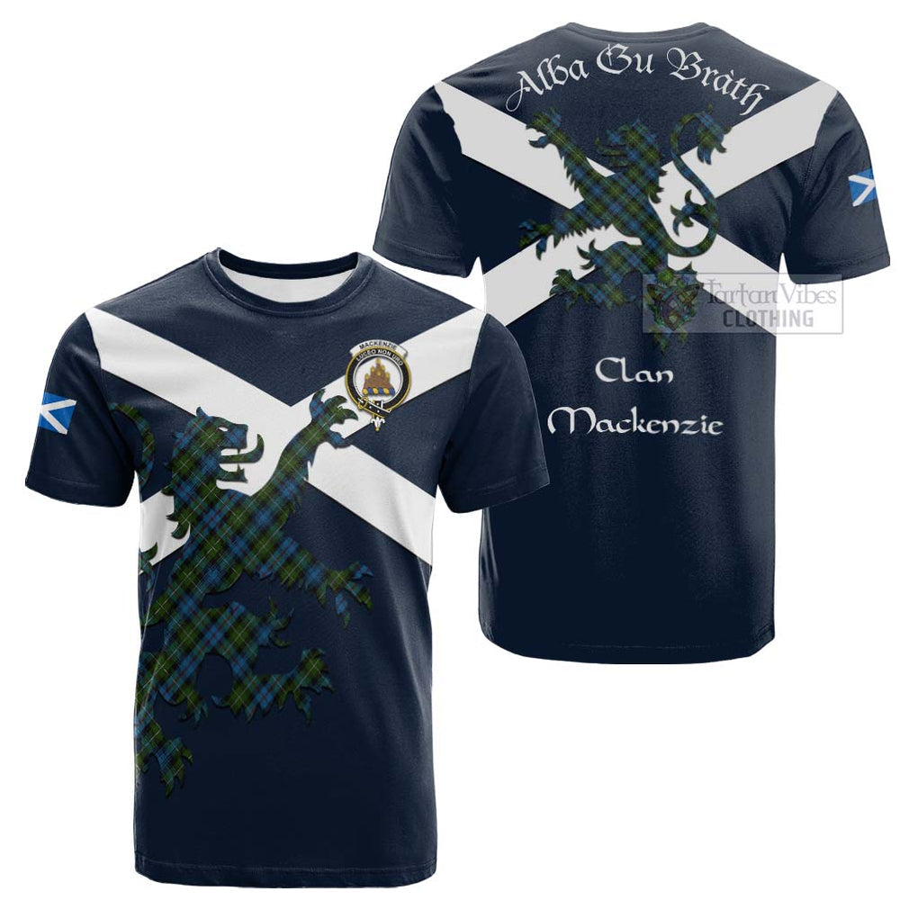 Tartan Vibes Clothing Mackenzie (Mckenzie) Tartan Lion Rampant Cotton T-shirt – Proudly Display Your Heritage with Alba Gu Brath and Clan Name