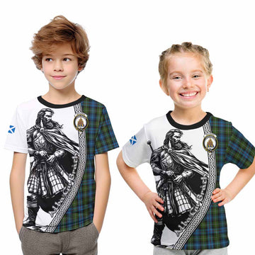 Mackenzie (Mckenzie) Tartan Clan Crest Kid T-Shirt with Highlander Warrior Celtic Style