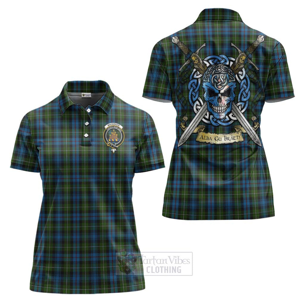 Tartan Vibes Clothing Mackenzie (Mckenzie) Tartan Women's Polo Shirt with Family Crest Celtic Skull Style