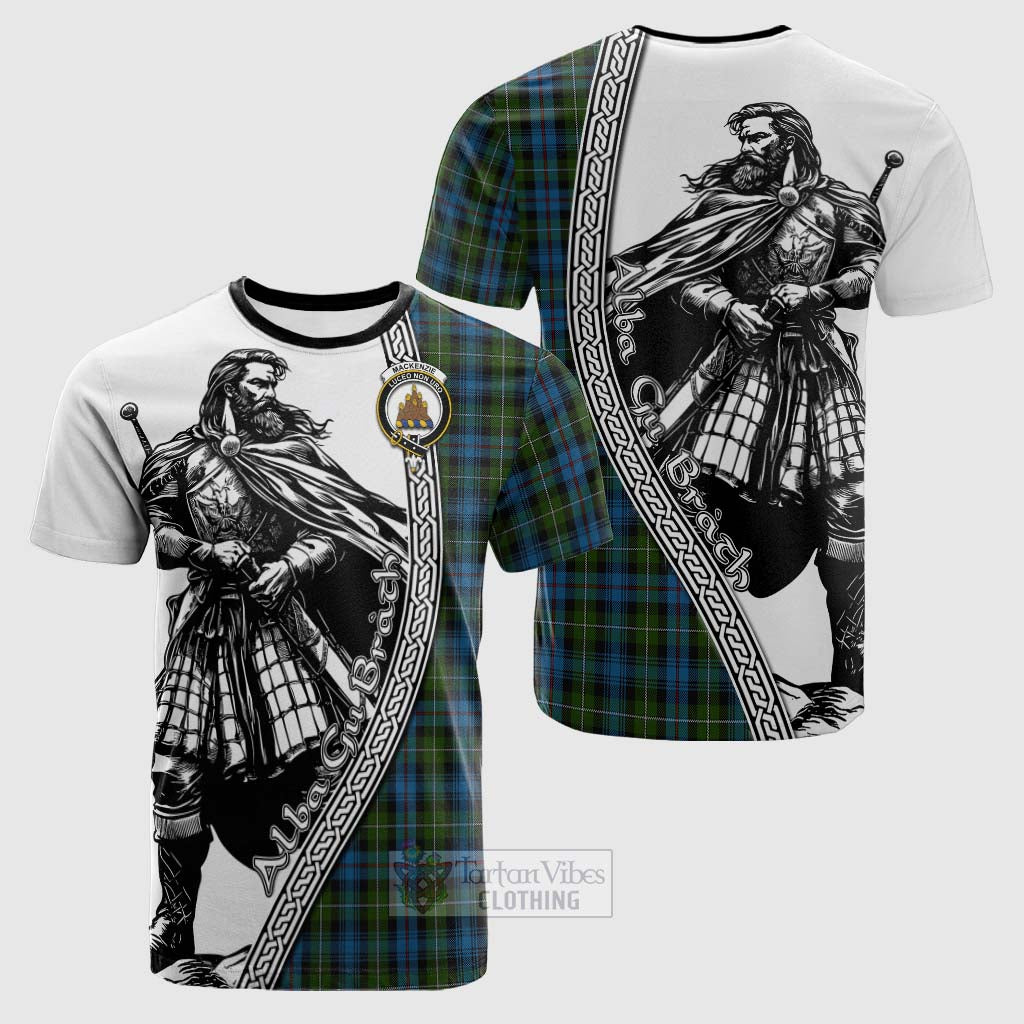 Tartan Vibes Clothing Mackenzie (Mckenzie) Tartan Clan Crest Cotton T-shirt with Highlander Warrior Celtic Style