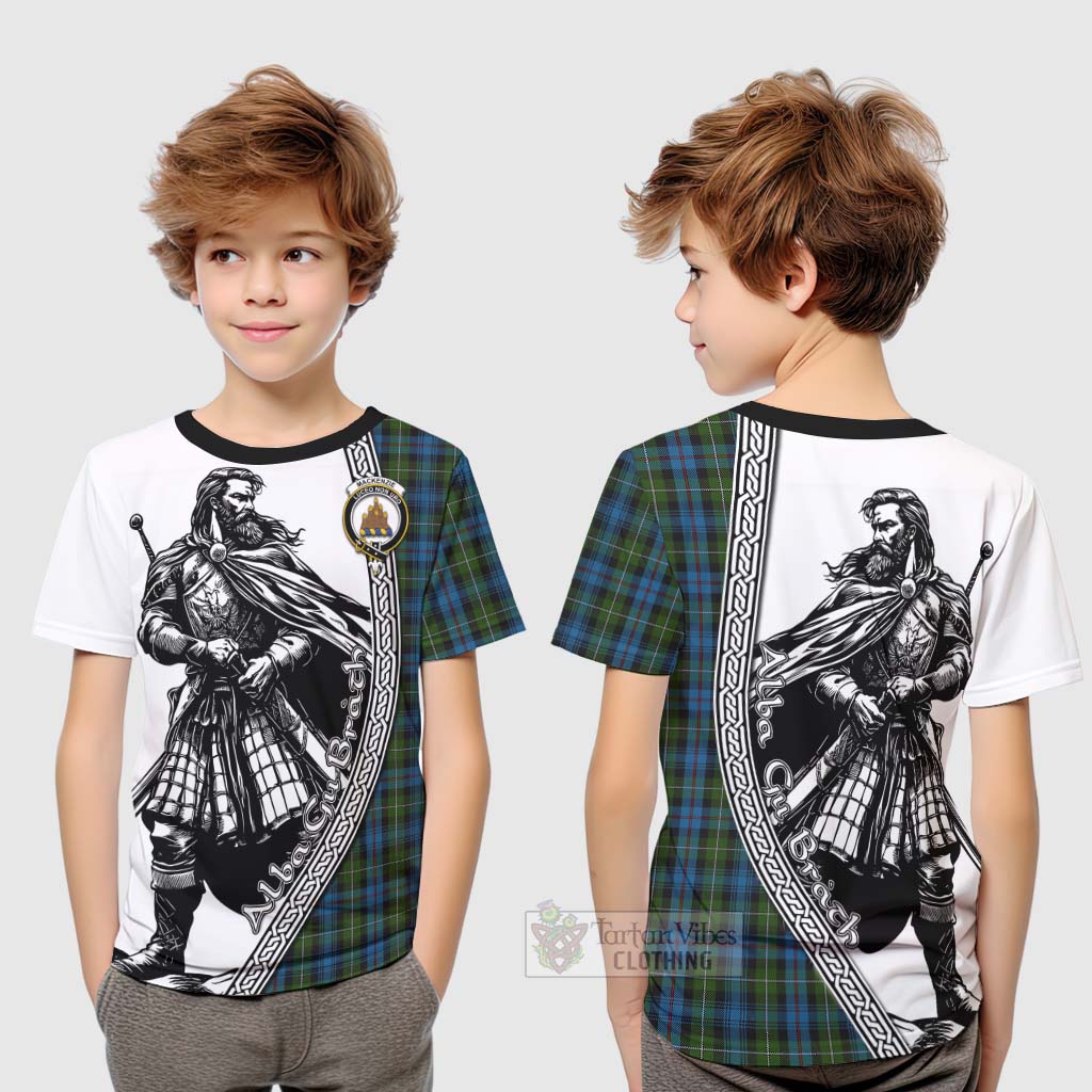 Tartan Vibes Clothing Mackenzie (Mckenzie) Tartan Clan Crest Kid T-Shirt with Highlander Warrior Celtic Style