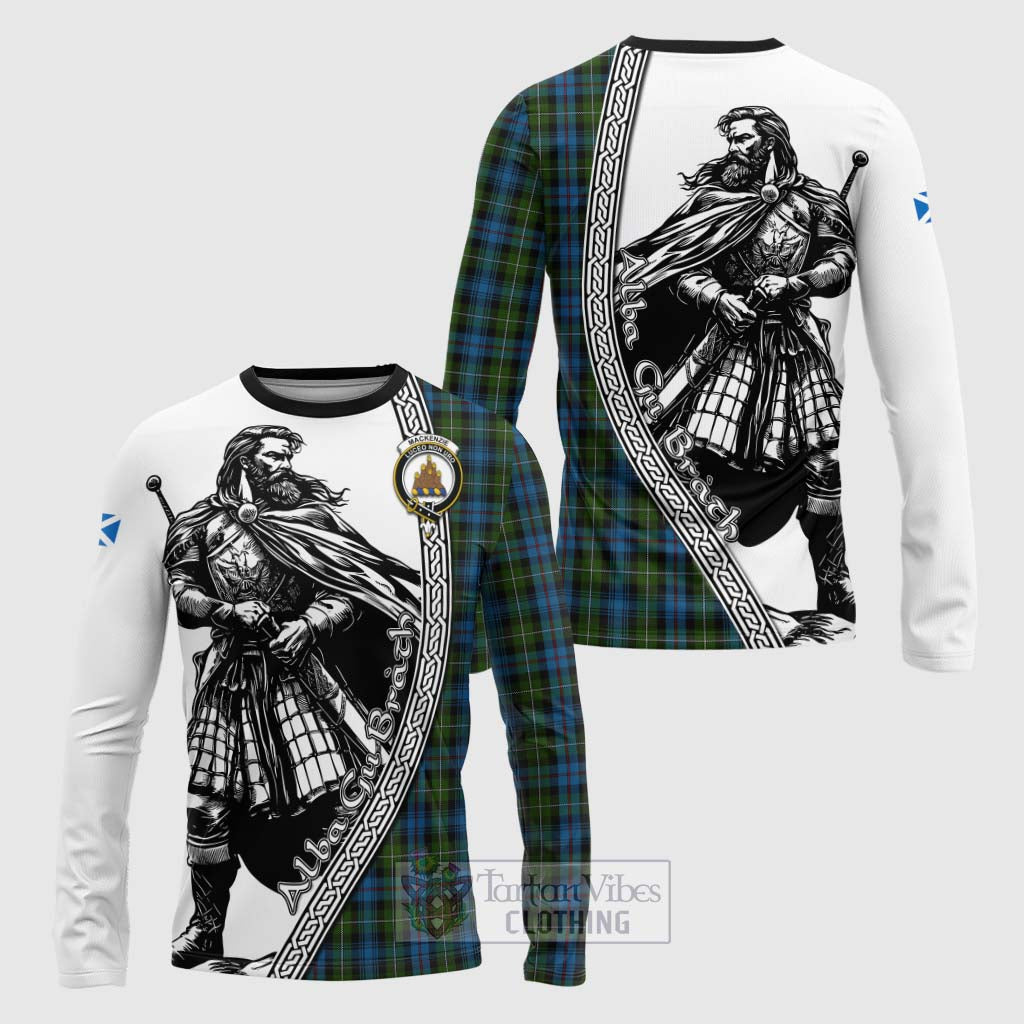 Tartan Vibes Clothing Mackenzie (Mckenzie) Tartan Clan Crest Long Sleeve T-Shirt with Highlander Warrior Celtic Style