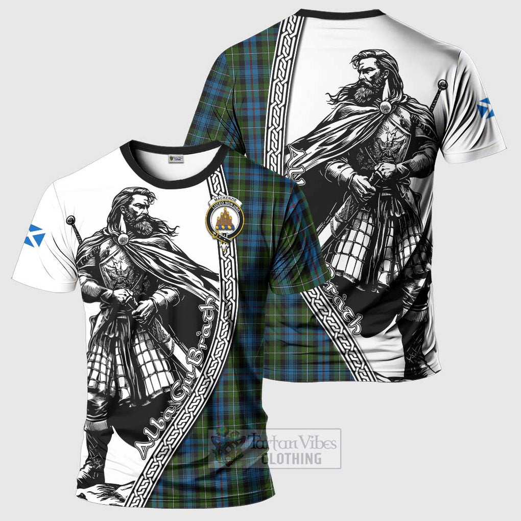 Tartan Vibes Clothing Mackenzie (Mckenzie) Tartan Clan Crest T-Shirt with Highlander Warrior Celtic Style