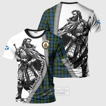 Mackenzie (Mckenzie) Tartan Clan Crest T-Shirt with Highlander Warrior Celtic Style