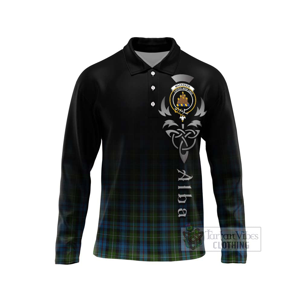 Tartan Vibes Clothing Mackenzie (Mckenzie) Tartan Long Sleeve Polo Shirt Featuring Alba Gu Brath Family Crest Celtic Inspired