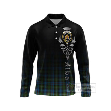 Mackenzie (Mckenzie) Tartan Long Sleeve Polo Shirt Featuring Alba Gu Brath Family Crest Celtic Inspired