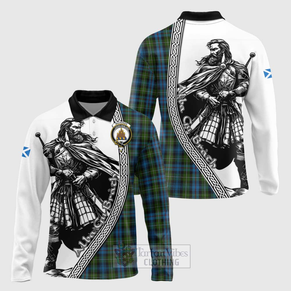 Tartan Vibes Clothing Mackenzie (Mckenzie) Tartan Clan Crest Long Sleeve Polo Shirt with Highlander Warrior Celtic Style