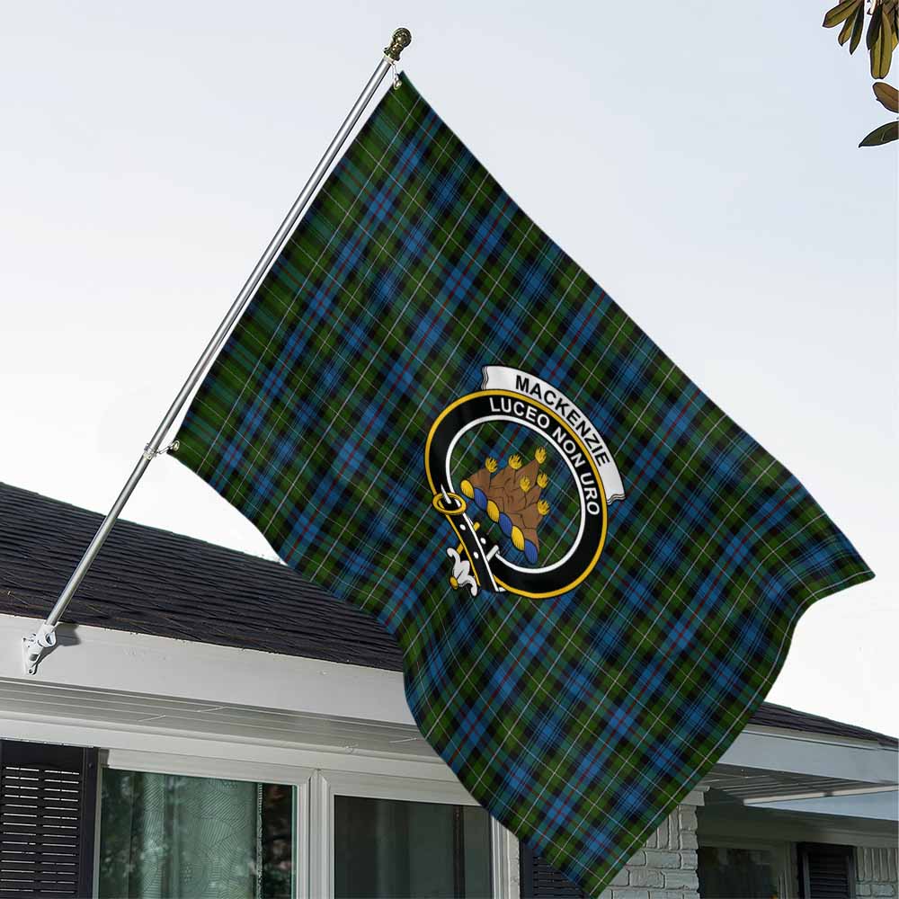 Tartan Vibes Clothing Mackenzie (Mckenzie) Tartan House Flag with Family Crest