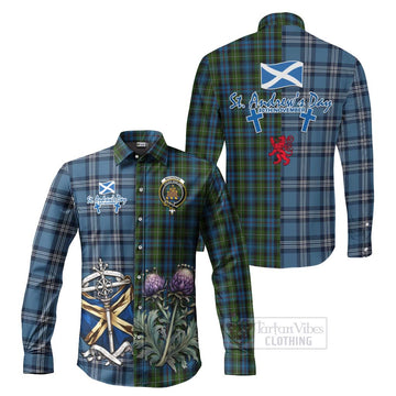 Mackenzie (Mckenzie) Tartan Long Sleeve Button Shirt Happy St. Andrew's Day Half Tartan Style