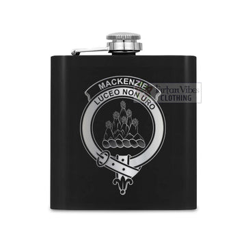 Mackenzie (Mckenzie) Crest Hip Flask Set 7oz Black Stainless Steel with A Gift Box