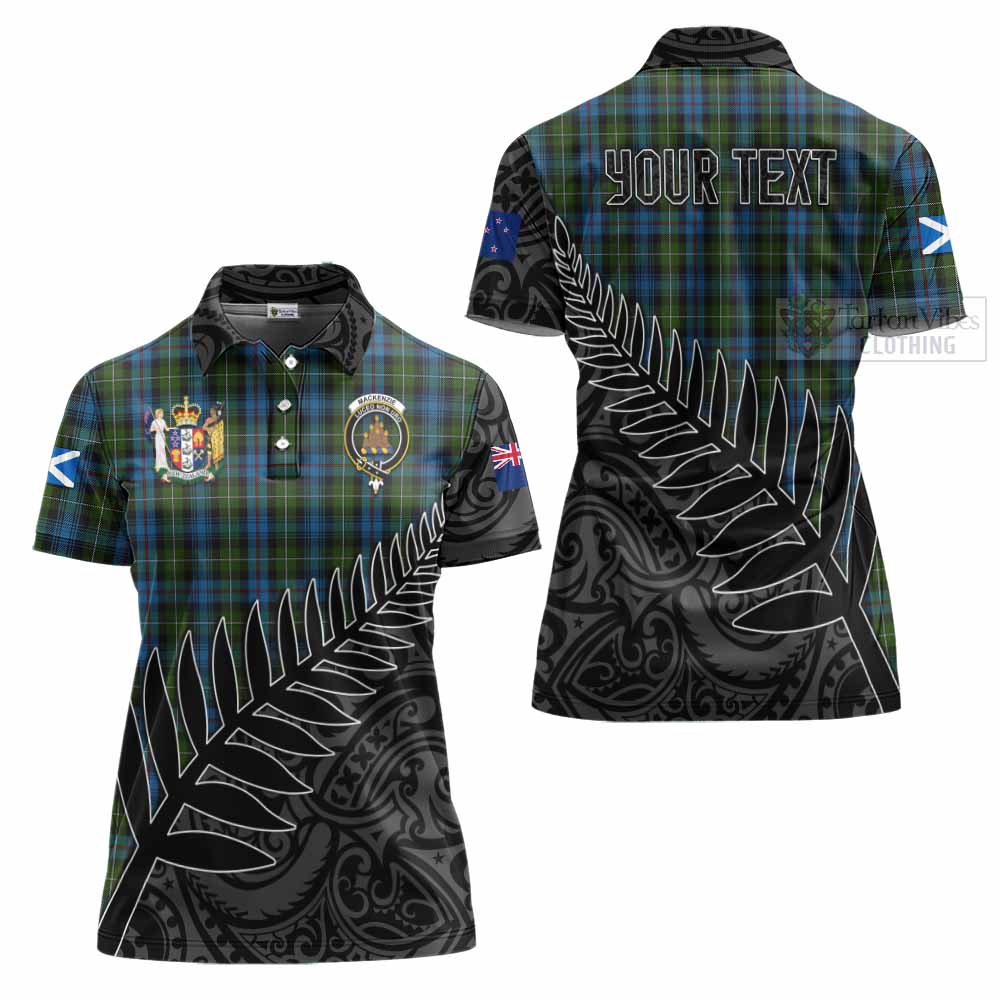 Tartan Vibes Clothing Mackenzie (Mckenzie) Crest Tartan Women's Polo Shirt with New Zealand Silver Fern Half Style