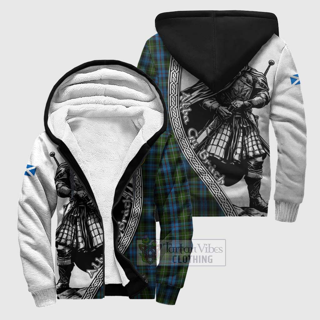 Tartan Vibes Clothing Mackenzie (Mckenzie) Tartan Clan Crest Sherpa Hoodie with Highlander Warrior Celtic Style