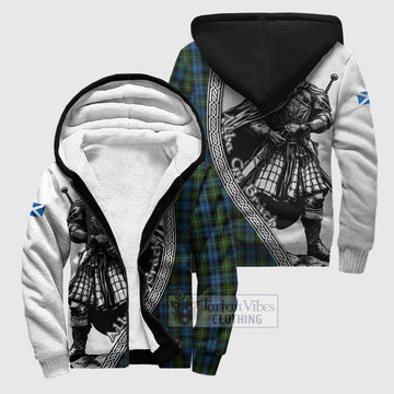 Mackenzie (Mckenzie) Tartan Clan Crest Sherpa Hoodie with Highlander Warrior Celtic Style