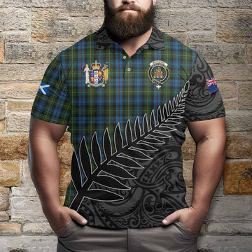 Mackenzie (Mckenzie) Crest Tartan Polo Shirt with New Zealand Silver Fern Half Style