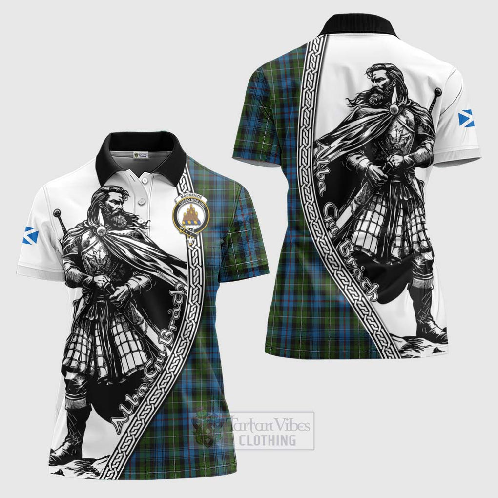 Tartan Vibes Clothing Mackenzie (Mckenzie) Tartan Clan Crest Women's Polo Shirt with Highlander Warrior Celtic Style