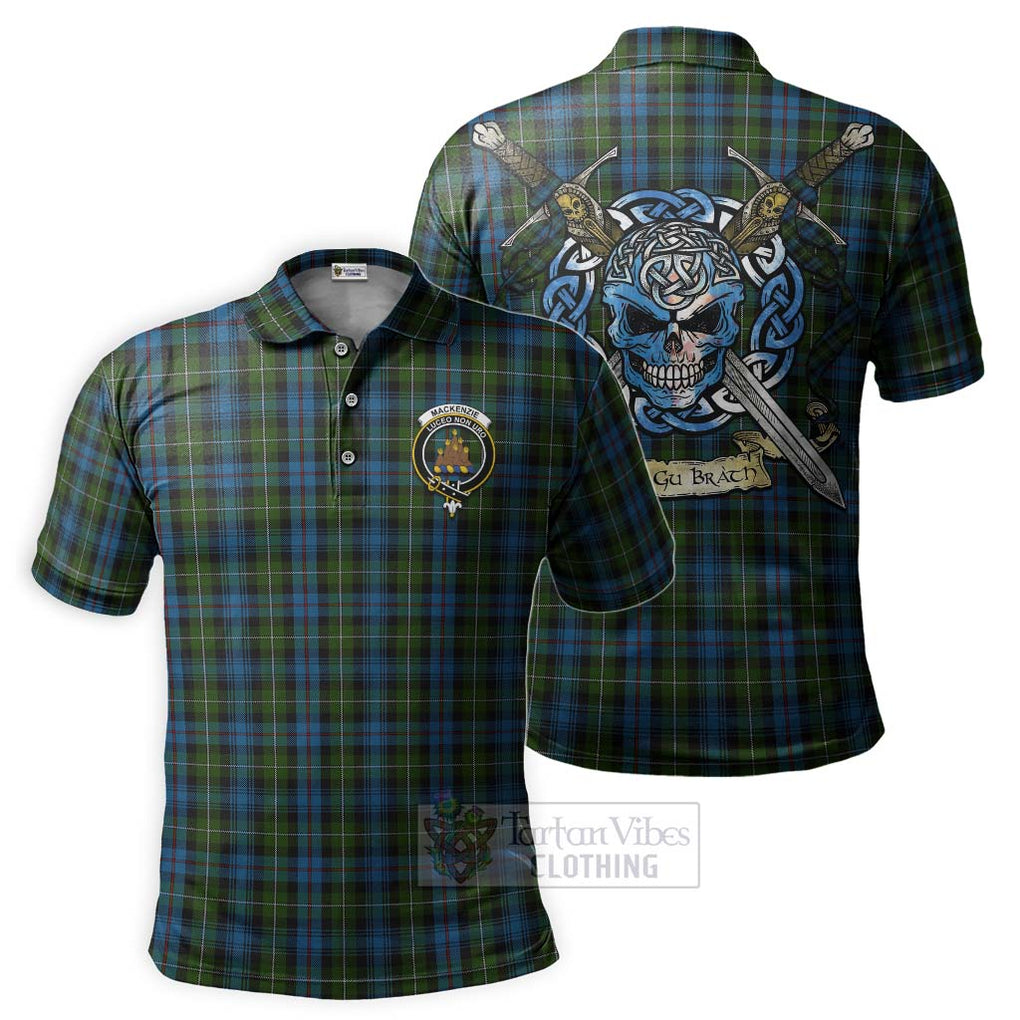 Tartan Vibes Clothing Mackenzie (Mckenzie) Tartan Polo Shirt with Family Crest Celtic Skull Style