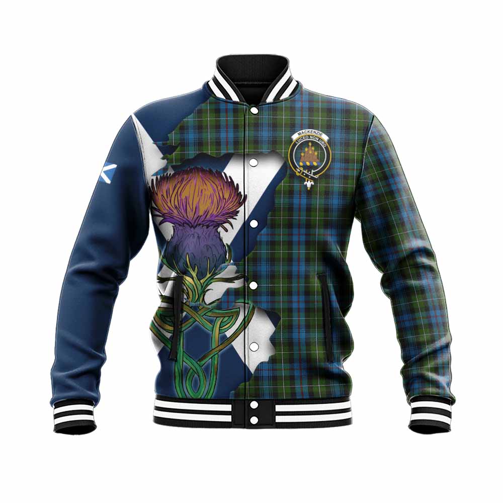 Mackenzie (Mckenzie) Tartan Family Crest Baseball Jacket Scottish Thistle Celtic Inspired Unisex - Tartan Vibes Clothing